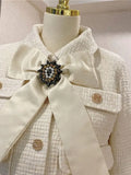 2026 Winter New Women Tweed Fringed 2 Two-Piece Set Sexy Long Sleeve Button Jacket + Short Skirt Set Vestidos Party Suit