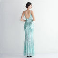 Women Strap Party Maxi Dress Sexy V Neck Evening Dress Celebrity Purple Sequin Dress Long Prom Formal Occasion  Dress