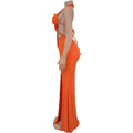 New Women's Hemp Rope Maxi Dress Sexy Criss Cross Cut-Out Halter Neck Backless High Slit Party Dresses Birthday Outfits