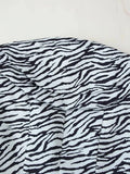 Zebra Stripe Print Two Piece Set for Women Lapel Long Sleeve Spliced Zipper Short Coat Mid Waist Knee Skirt Female