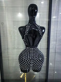 Big Crystal Women Sexy Off the Shoulder Hollow Out Bodycon Mini Dress Nightclub Party Celebrate Birthday Cocktail Clothing