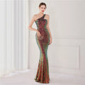 High Quality Women Design Maxi Dress Sexy One Shoulder Sequin Evening Dress Party Night Elegant Long Prom Dress Vestidos