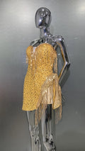 Women's Super Shiny Gold Sequin Fringed Glam Tube Top Jumpsuit Socialite Fashion Banquet Party Performance Outfit Party Dresses