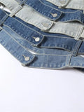 Slimming Sexy Irregualar Skirt For Women High Waist Holloe Out Patchwork Buttons Temperament Denim Skirts Female