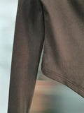 Solid Two Piece Set for Women Slash Neck Irregular Hem Long Sleeve Top High Waist Straight Pant Casual Suit Female