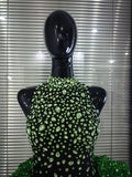 Shining Green Sequins Women Sexy Mesh See Through Bodycon Bodysuit Celebrate Nightclub Party Performance Costumes Stage Wear