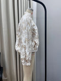 Elegant Jacquard Women Jackets Stand Collar Long Sleeve Basics Loose Jacket for Casual Commute Autumn Fashion New