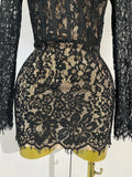 Sexy Black Lace High Neck Hollow Out Design Bodycon Mini Dress Women Long Sleeve Evening Party Club Bar Cocktail Celebrity Gowns
