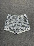 New Ladies Sparkling Luxury Crystal Backless Strapless Crop Top Diamond High Waisted Skirt Empire Shorts Women Set