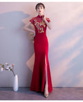 Red Traditional Chinese Style Bride Wedding Dresses Embroidery Cheongsam Gown Robe Party Evening Dress Marry Vestido