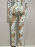 Women Celebrate Nightclub Party Dancer Performance Wear Sexy Stage Costume Crystal High Stretch Bodycon Long Sleeve Jumpsuit