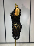 Women Luxury Pink Flowers Pearls Lace See Through Bodycon Mini Dress Birthday Photoshoot Evening Party Nightclub Stage Costume