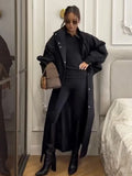 Stylish Solid Stand Collar Button Front Loose Maxi Trench Coat Batwing Long Sleeve Outerwear Women Autumn Daily Office Wear New