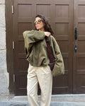 Women's Faux Suede Cropped Bomber Jacket Lapel Collar Zipper Loose Autumn Winter Casual Streetwear Vintage Coat 2026 New
