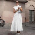 Elegant Polka Dot Long Dress Women's High Waist A-line Maxi Dresses Evening Party Summer Holiday Resort Blue Black Green White