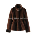 Iconic Blogger Fashion Vintage Striped Sable Mink Peplum Jacket Women 2026 Winter Luxury Brand Faux Fur Coat Outerwears