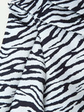 Zebra Stripe Print Two Piece Set for Women Lapel Long Sleeve Spliced Zipper Short Coat Mid Waist Knee Skirt Female