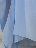 Light Blue Ruched Bodycon Mermaid Maxi Dress for Women for Cape Sleeve Design Draped Skirt for Red Carpet Award Ceremonies
