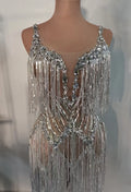 High-end Fashion, Glam Sticky Diamond Tube Top, Rhinestone Chain, Waist Skirt Set, Bar Nightclub Dress Body Transparente Flecos