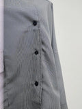 Minimalist Casual Style Gray Oversized Shirt for Women Stand Collar Long Sleeve Buttons Accent for Office Commute