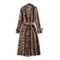 High Quality Winter New Snake Print Coat Women Sexy Belt Slim Patent Leather Washed Coats Female Elegant Fashion Party Clothing