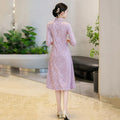 Red New Chinese Qipao Mid Sleeve Improved Retro Dress for Young Women Spring and Autumn Qipao Dress