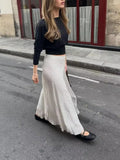 Solid Spliced Print Two Piece Set Female Turtleneck Long Sleeve Top French Commute Women's Skirt Sets Fashion New
