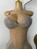 Luxury Women Sexy New Design Sparkly Rhinestones Spandex Bodysuit Party Nightclub Outfit Performance Costume Stage Wear