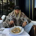 Vintage Stylish Loepard Faux Fur Coat Women Winter Chic Iconic Ins Blogger Brand Fashion Fox Fur Jacket Streetwear