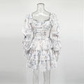 Elegant Printed Pleated Dress Summer Fashion Tie Patchwork Printed High Waist Dress Luxury Vintage Party Women Dresses