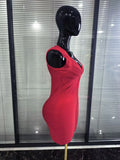 Pink Winered Women Sleeveless Sexy V-Neck Bodycon Mini Bandage Dress Celebrate Nightclub Party Fashion Homecoming Outfit
