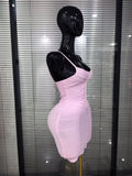 Pink Orange Women Sexy Strap O-Neck Bodycon Mini Bandage Dress Birthday Party Girls'Vacation Cocktail Outfit Wholesale