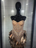 Luxury Women Sexy Sparkly Crystals Sequined Strapless Bodycon Floor Length Birthday Dress Performance Costume Stage Wear