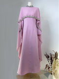 Women Diamond Shawl Design Abaya Eid Mubarek Muslim Dresses Robe Long Sleeve Vestidos Fashion Abayas For Women Isamic Clothing