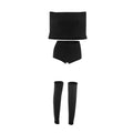 Summer 2 Piece Set Women Simple Trend Slash Neck Mid Sleeve Crop Tops+Shorts+Foot Cover Matching Streetwear Outfits
