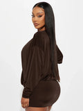 Sexy Ruched Dress Women Deep V-Neck Elegant Peach Hip Full Sleeve Spring Fashion Party Clubwear Skinny Mini Bodycon