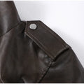 Fashion Women's Cropped Jacket Coat Faux Leather Stand Collar Long Sleeve Biker Style PU Leather Coats Streetwear Outerwear Top