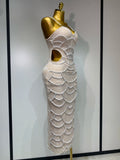Women Sexy V Neck Pearl Beading Cut Out Maxi Long Bodycon Prom Gowns Dress Luxury Birthday Elegant Evening Party Club Dress