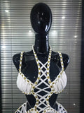 New White Color Women Sexy Halter Hollow Out Bodycon Mini Dress Celebrate Nightclub Party Bar Singer TV Show Performance Costume
