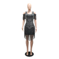Sexy Great Gatsby Dress for Women Fringe Short Dress Birthday Night Female Clothing Sparkly Rhinestone Wedding Guest Dress