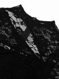 Hollow Romper Women Sexy Wild Cross Jacquard Lace Patchwork Full Sleeve Stretch Fashion Street Party Club Playsuits