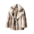 Luxury Fashion Women Yellow Striped Faux Fur Jacket Coat Chic Girls 2025 Winter Oversized Warm Outerwear Overcoat