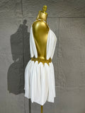 Lady's Sexiness Gold Metal Ring Decor Chiffon Cutout WaistMini Dress Suitable Women Cocktail Dinner Party Performance Outfit