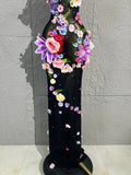 3D Floral Rhinestone Halter Maxi Bodysuit Dress Women Deep V Mesh See-Through Long Gown Carnival Rave Festival Performance Costume