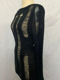 Sexy Sheer Knitted Dress Women Bodycon Long Sleeve Hollow Out Mini Dresses Femme Club Sexy Backless Knitwear Dress Womens