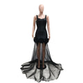 Clothes 3D Flower Women Luxury Black Rhinestone Sequined Patchwork Satin Evening Long Dress Bulk Items Wholesale