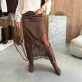 Vintage Lace Skirts Fashion Lace Patchwork Sexy See Through Skirts High Street Elegant Party Streetwear Women's Skirts