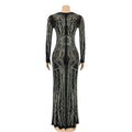 Gorgeous Crystal Gown for Womens Beautiful Deep V Neck Rhinestone Maxi Dress Sexy Clubwear Special Occasion Outfits