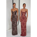 Chic Gauze Fishbone Strapless Dress Women Sleeveless Off Shoulder Waist Cinching Slim Long Dresses 2026 Lady Evening Party Gowns