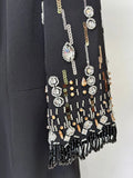 2026 New Arrivals Spring Fashion Heavy Industry Beaded Diamond Slim Midi Dress Women's Half Sleeve Female Vestidos